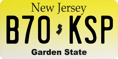 NJ license plate B70KSP