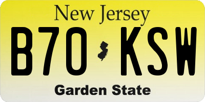 NJ license plate B70KSW
