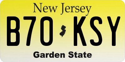 NJ license plate B70KSY