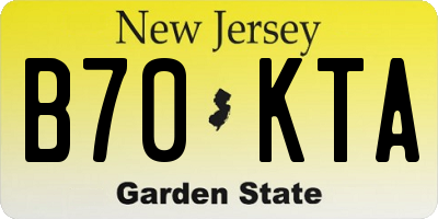 NJ license plate B70KTA