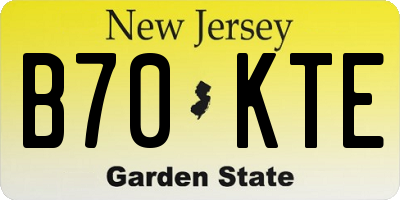 NJ license plate B70KTE