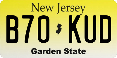 NJ license plate B70KUD