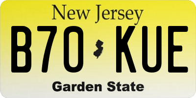 NJ license plate B70KUE