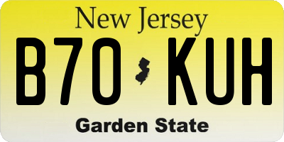 NJ license plate B70KUH