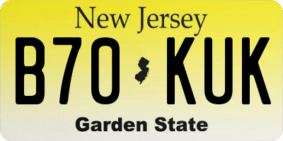 NJ license plate B70KUK