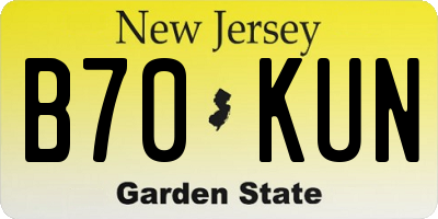 NJ license plate B70KUN