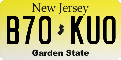 NJ license plate B70KUO