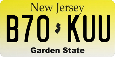 NJ license plate B70KUU