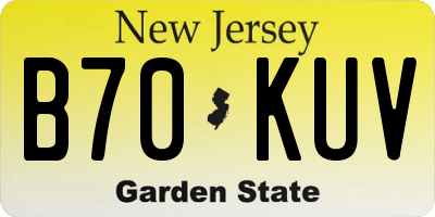 NJ license plate B70KUV