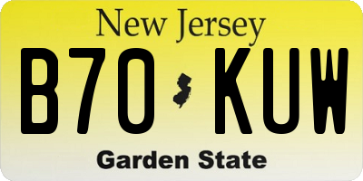 NJ license plate B70KUW