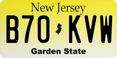 NJ license plate B70KVW