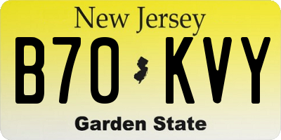 NJ license plate B70KVY