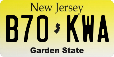 NJ license plate B70KWA