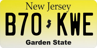 NJ license plate B70KWE