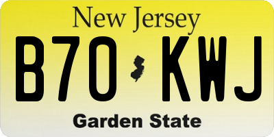 NJ license plate B70KWJ