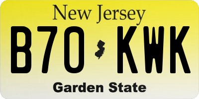 NJ license plate B70KWK