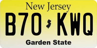 NJ license plate B70KWQ
