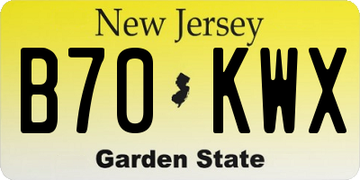NJ license plate B70KWX