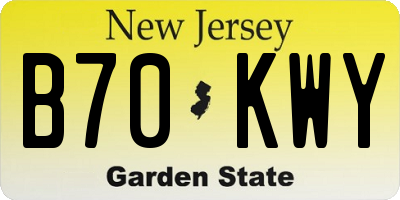 NJ license plate B70KWY