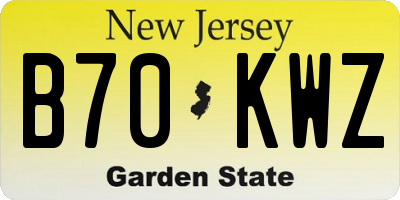 NJ license plate B70KWZ