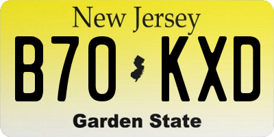 NJ license plate B70KXD