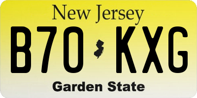NJ license plate B70KXG