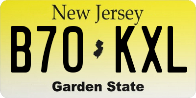 NJ license plate B70KXL