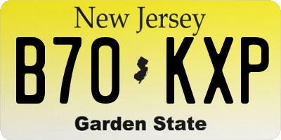 NJ license plate B70KXP