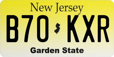 NJ license plate B70KXR