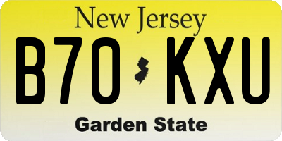 NJ license plate B70KXU