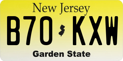 NJ license plate B70KXW