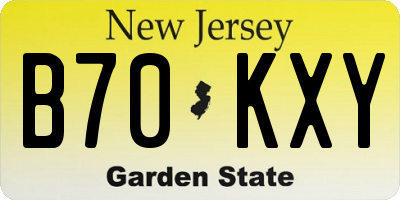 NJ license plate B70KXY