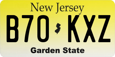NJ license plate B70KXZ