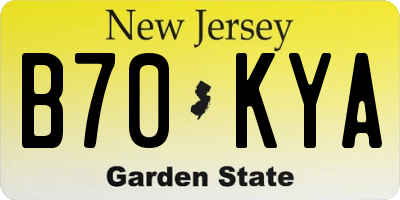 NJ license plate B70KYA
