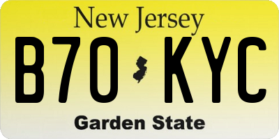 NJ license plate B70KYC