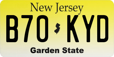 NJ license plate B70KYD