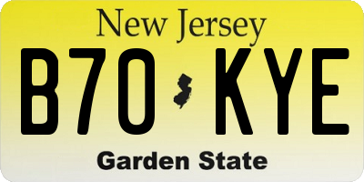 NJ license plate B70KYE