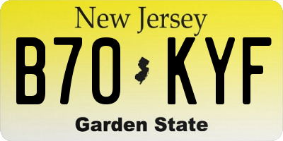NJ license plate B70KYF