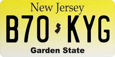 NJ license plate B70KYG