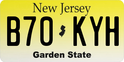 NJ license plate B70KYH