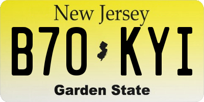 NJ license plate B70KYI