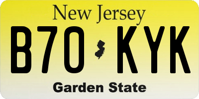 NJ license plate B70KYK
