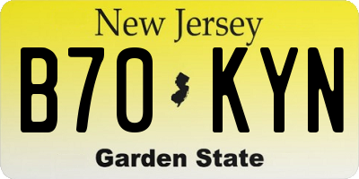 NJ license plate B70KYN