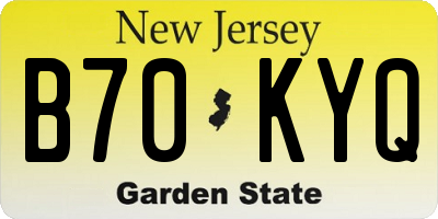NJ license plate B70KYQ