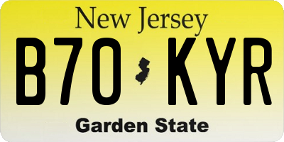 NJ license plate B70KYR