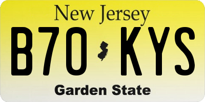 NJ license plate B70KYS