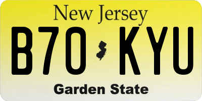 NJ license plate B70KYU