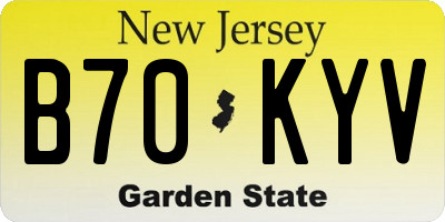 NJ license plate B70KYV