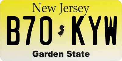 NJ license plate B70KYW