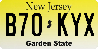 NJ license plate B70KYX